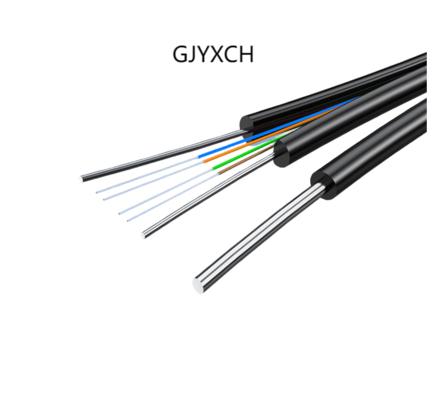 4-жильный волоконно-оптический кабель GJYXCH для наружной прокладки FTTH с волокном G657A1 и тросом из стальной проволоки 0,8 мм